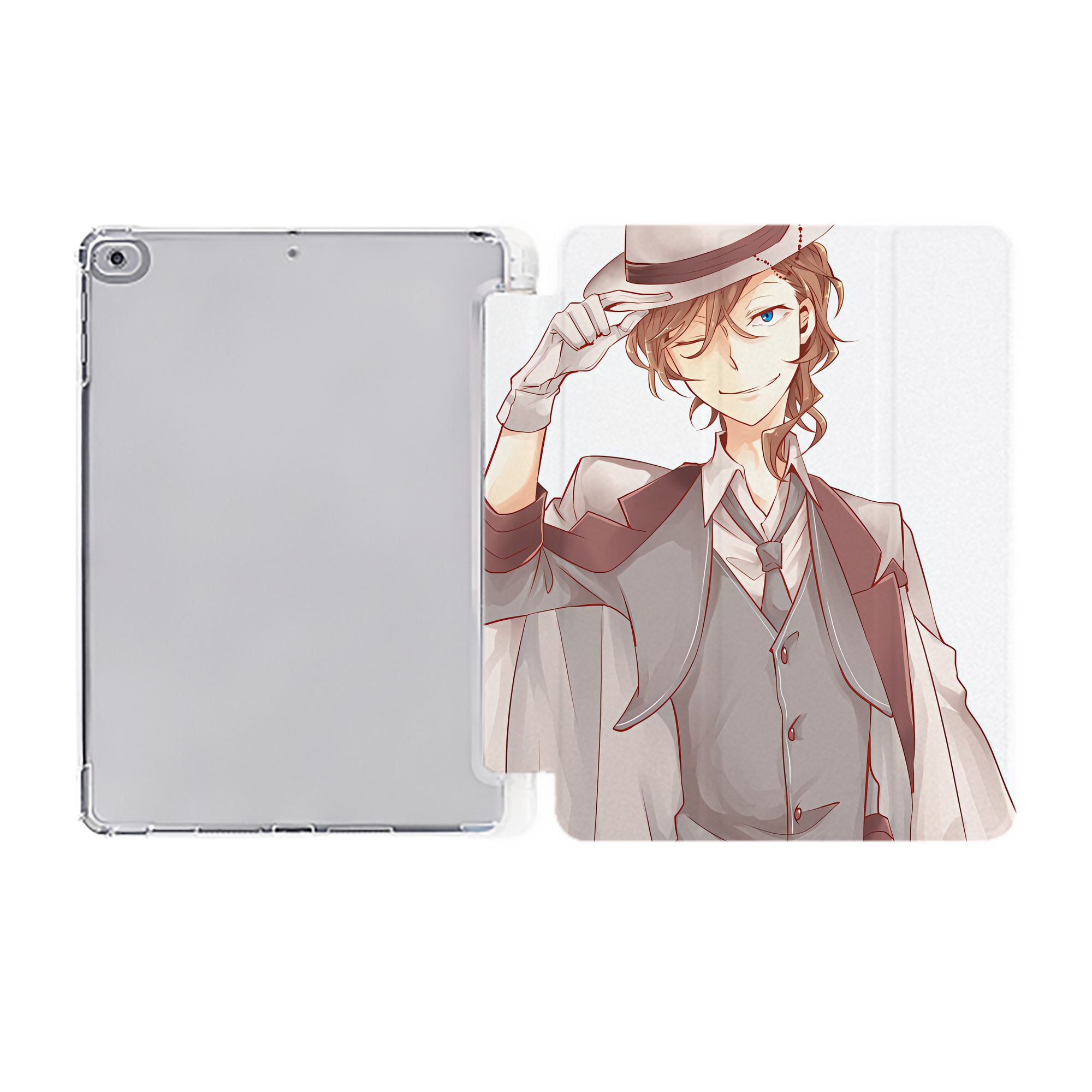 （画像用） 文豪ストレイドッグス Bungo Stray Dogs IPad ケース ペン収納付き 三つ折りスタンド PUレザー×シリコン 対応機種9.5/10.5/10.9インチ